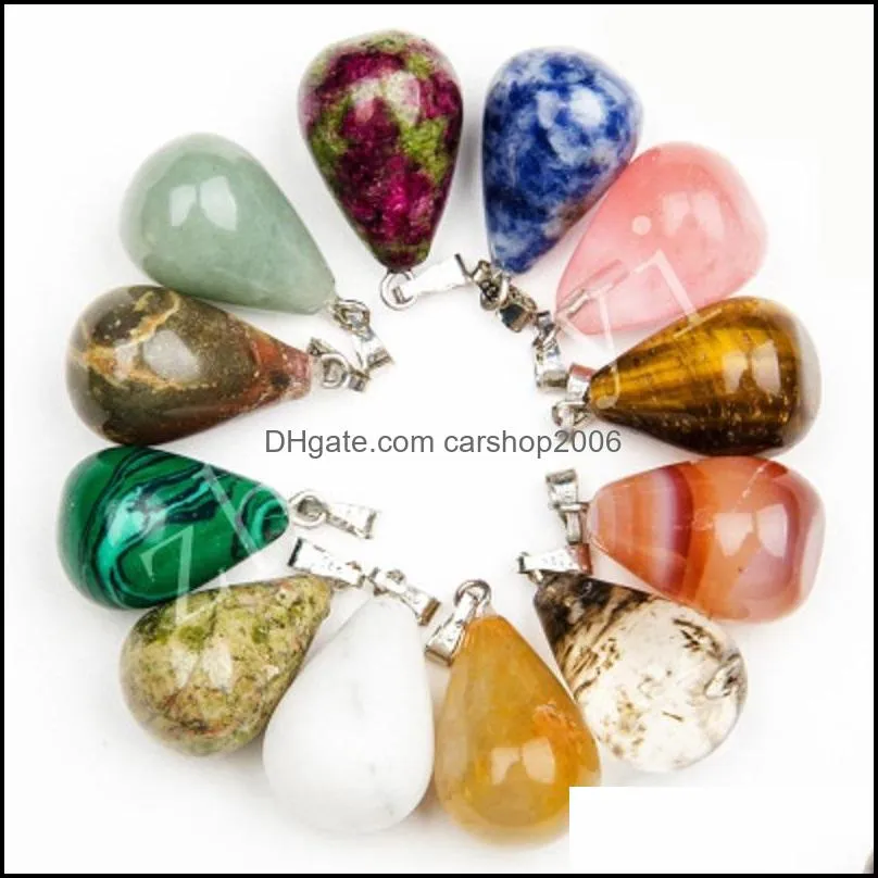 Healing Stone Water Drop Pendants Charms Amethyst Opal Obsidian Chakra Beads High Quality Jewelry Natural Stone Pendants Fit for