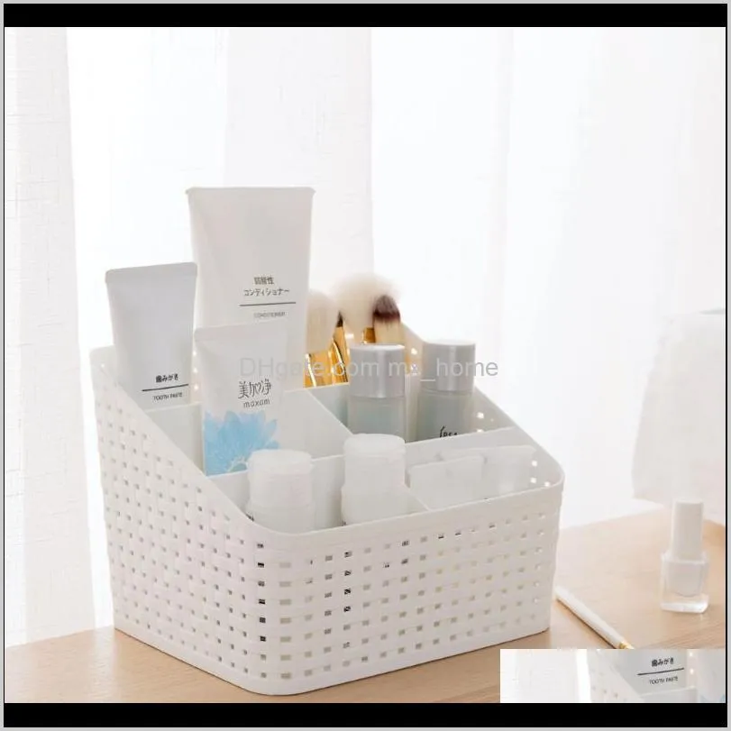 makeup organizer cosmetic storage box case container desktop bedroom bathroom lmitation rattan boxes & bins