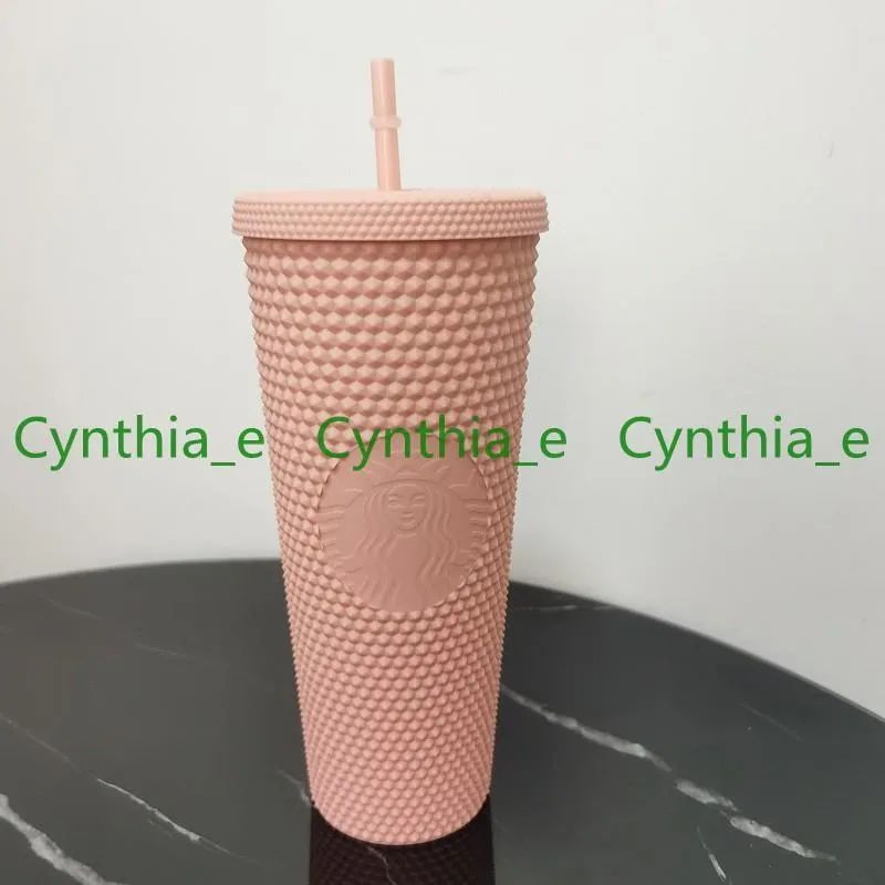 2021 Starbucks Double  pink Durian Laser Straw Cup Tumblers Mermaid Plastic Cold Water Coffee Cups Gift Mug