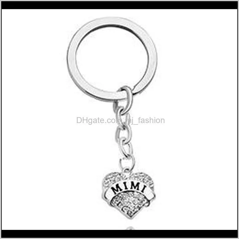 keychain crystal heart key ring key chains for sister/mom/grandma family member jewelry chrismas gift hot sale