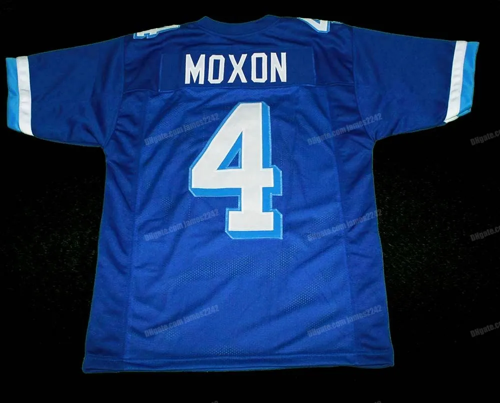 Anpassad Jonathan Moxon #4 Varsity Blues Movie Football Jersey Men's Sewn Blue Alla namnnummer Toppkvalitetströjor