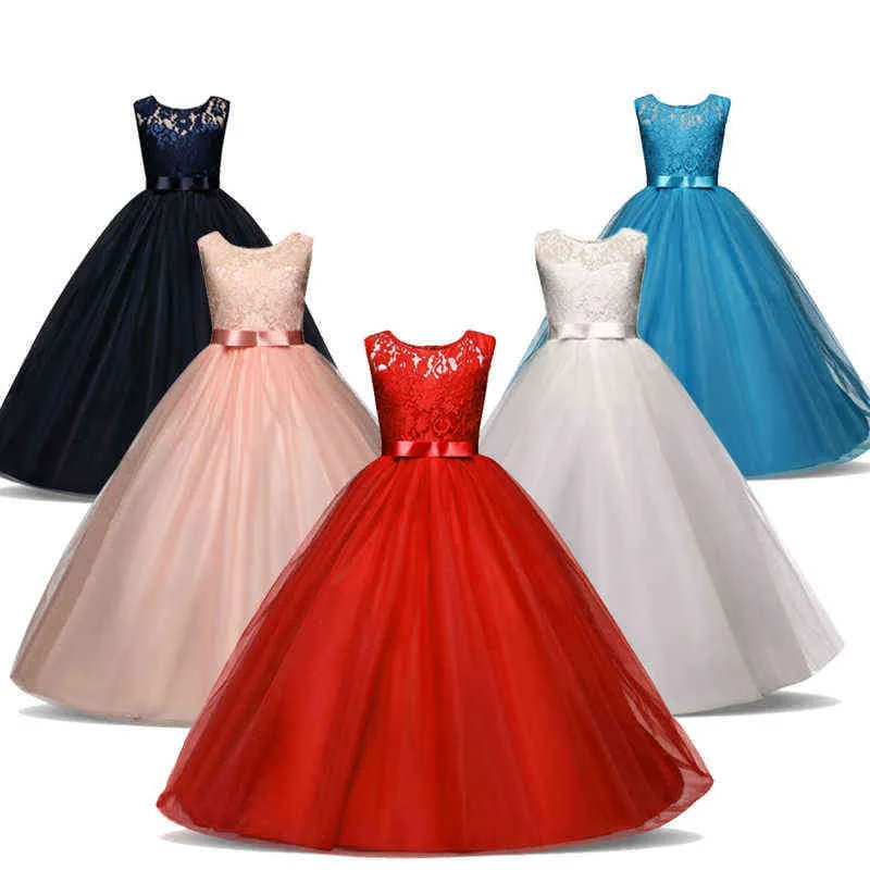 Abito da principessa per bambini Abito da festa per ragazza Fancy Kids Abito lungo in tulle per ragazza Abito da sposa fiore Abbigliamento per bambina 5 8 10 anni G1129