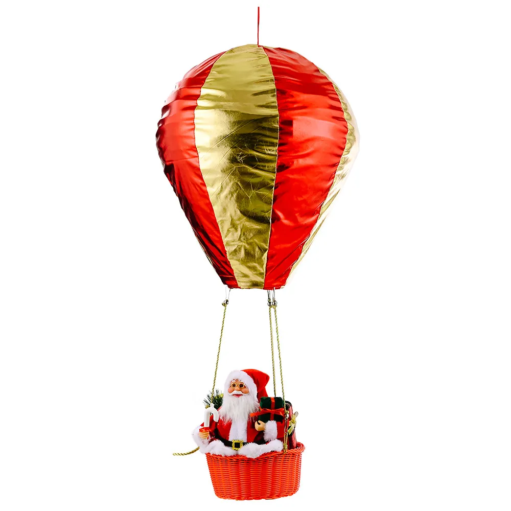 Christmas Hanging Ornament Hot Air Balloon with Santa Ceiling Pendant Indoor Outdoor Festive Holiday Decor 1XBJK2108