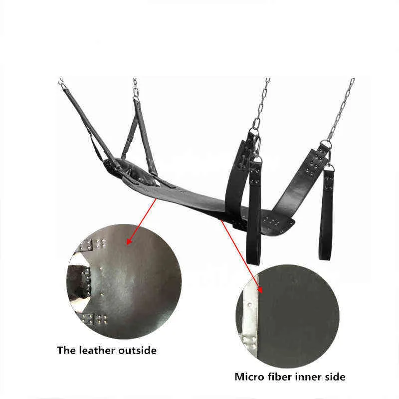 NXYSM Kölelik En Kaliteli Iki Katmanlar Deri Sling Seks Hamak Salıncak Sandalye Yatak Ve Yastık Oyuncaklar Çift Kölelik için 1126