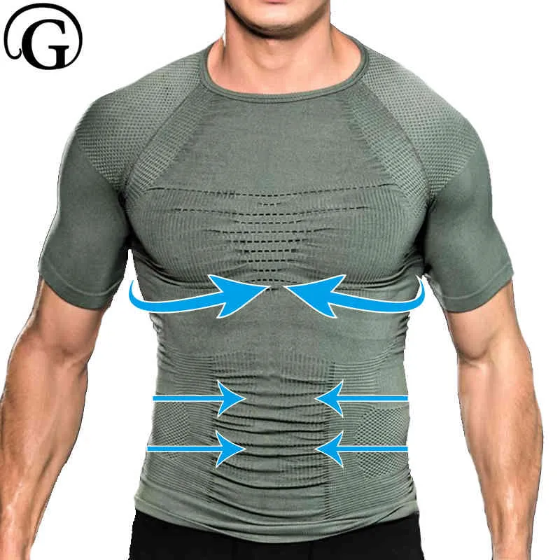 Gynecomastia Tops Body Shaper Men Chest Binder Corset Slim Lift Underwear T Shirt Beer Belly Undershirt Tummy Trimmer Prayger