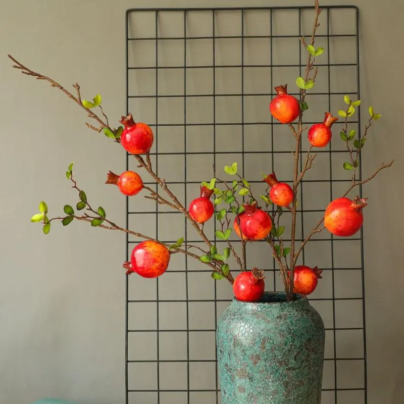 Decorazione del partito 6 teste melograno Frutta falsa flores artificiales indie room decor domestico giardino accessori