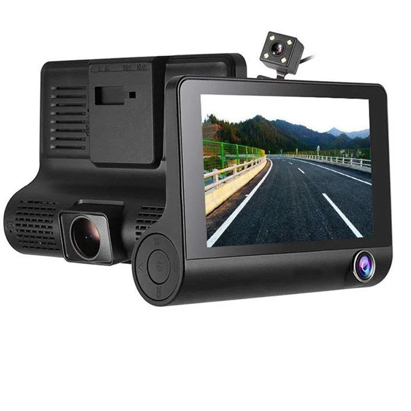 4.0 pouces voiture DVR 1080P Full HD voiture tableau de bord caméra 3 lentilles moniteur de stationnement vue arrière vidéo Auto Dvrs caméra de Vision nocturne A4