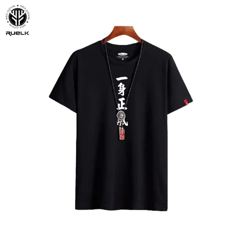 RUELK Summer Casual T-Shirt Men's Plus Size Clothes Text Pattern Round Neck Short Sleeve Fashion S-6XL 210706