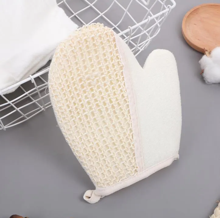 Gant de bain en sisal avec serviette éponge, brosse exfoliante pour le dos, gants de douche, mitaine SN3271