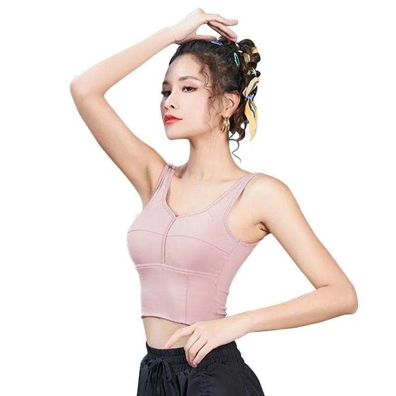 Yoga Outfit Seamless Fitness Women's T-shirts Workout Sports Bra Sexy Vest Shockproof Solid Running Gym Sport Shirts Tank