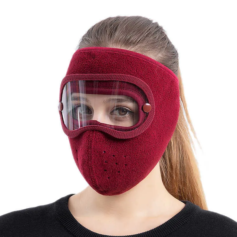 Windproof Anti Dust Face Mask Cykling Ski Andningsskydd Masker Fleece Face Shield Hood med High Definition Anti Goggles Y1020