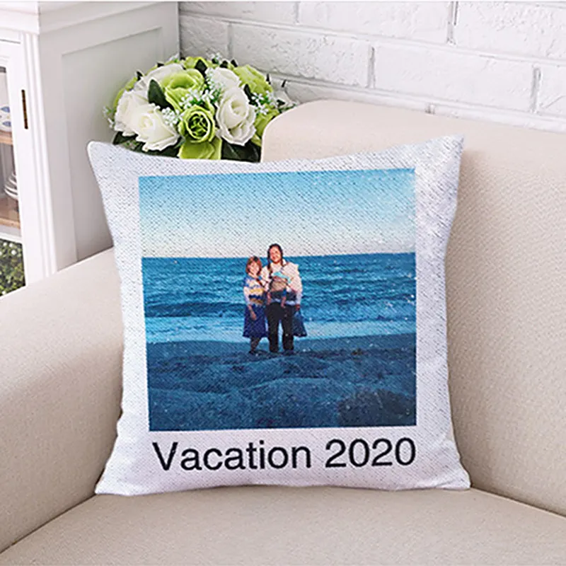 DHL Free Ship 40*40cm DIY Sublimation Blank Sequin Pillow Case Creativity Fashion Pillowcase Decoration Gift Pillowslip