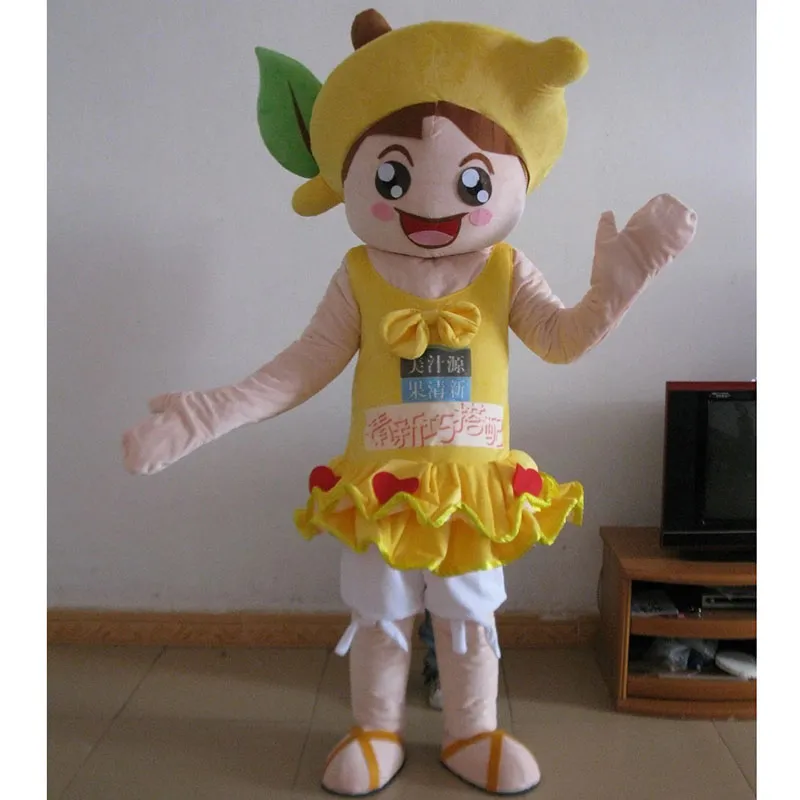 Halloween lemon girl Mascot Costume Cartoon theme character Carnival Festival Fancy dress Xmas Adults Size Birthday Party Outdoor Outfit