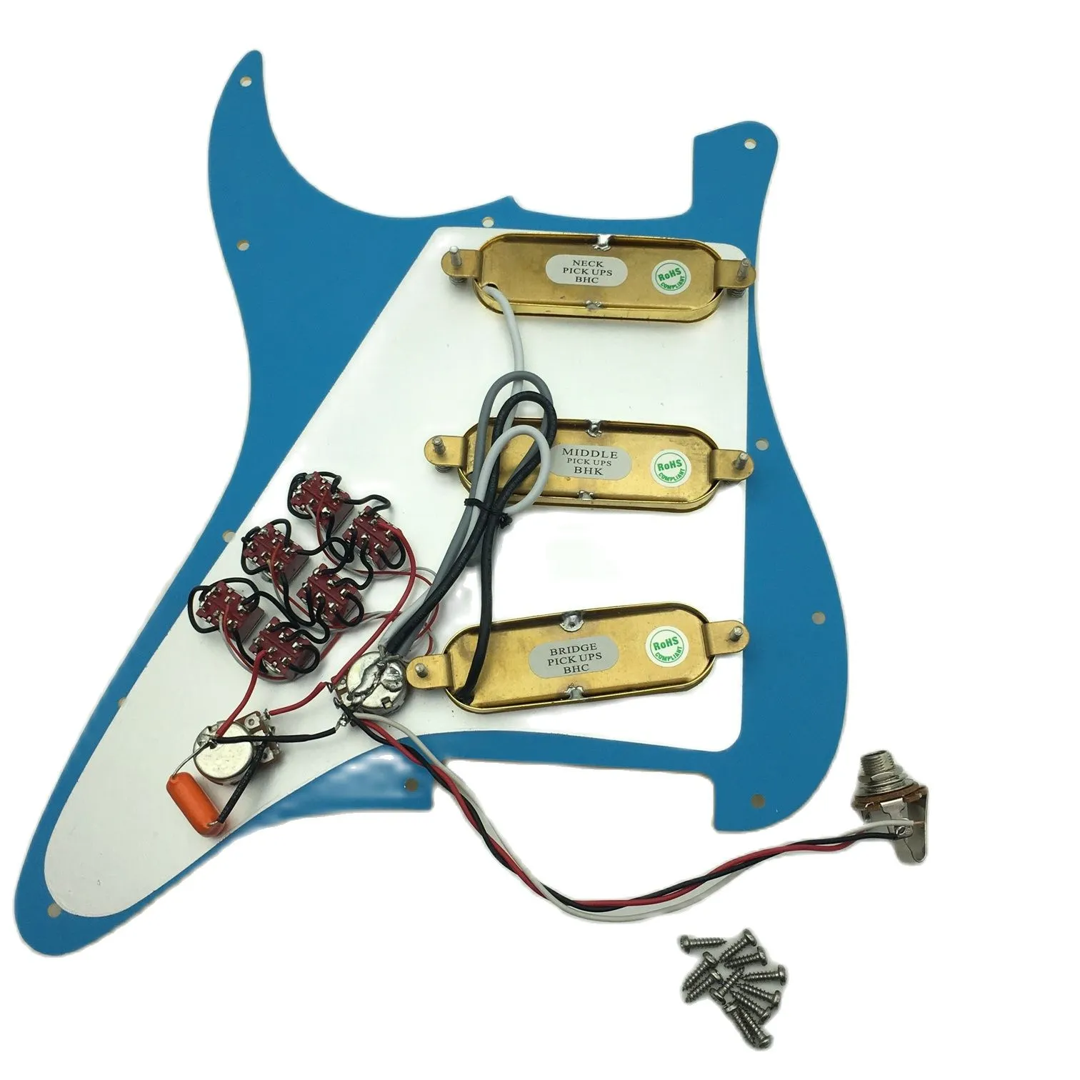 ✓ DHgate 액티브 기타 픽업은 빈티지 스타일의 미니 트라이 소닉 알 니코 픽업 및 6 방향 스위치 배선 하네스와 함께 골드 미러  마감, 골드 미러 마감 전 사전 기타 픽업 | 신상품