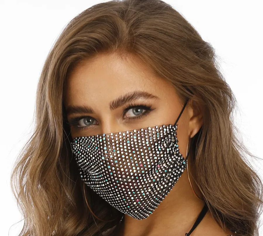 Net Red Novel Fishing Shape Star Water Drill Mask Washable and Personalized Mesh Veil Decoration PNYC726