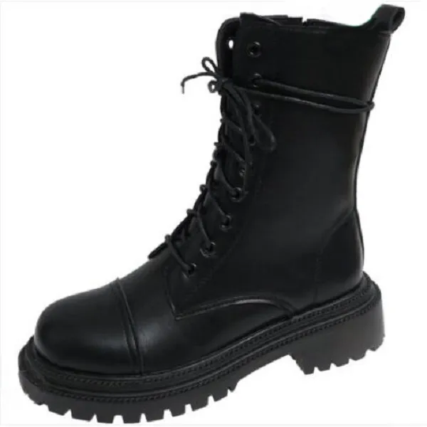 Women Boots Triple Black Platform Shoes Lady Womens Boot Lace-up Heels Leather Shoe Trainers Sports Sneakers