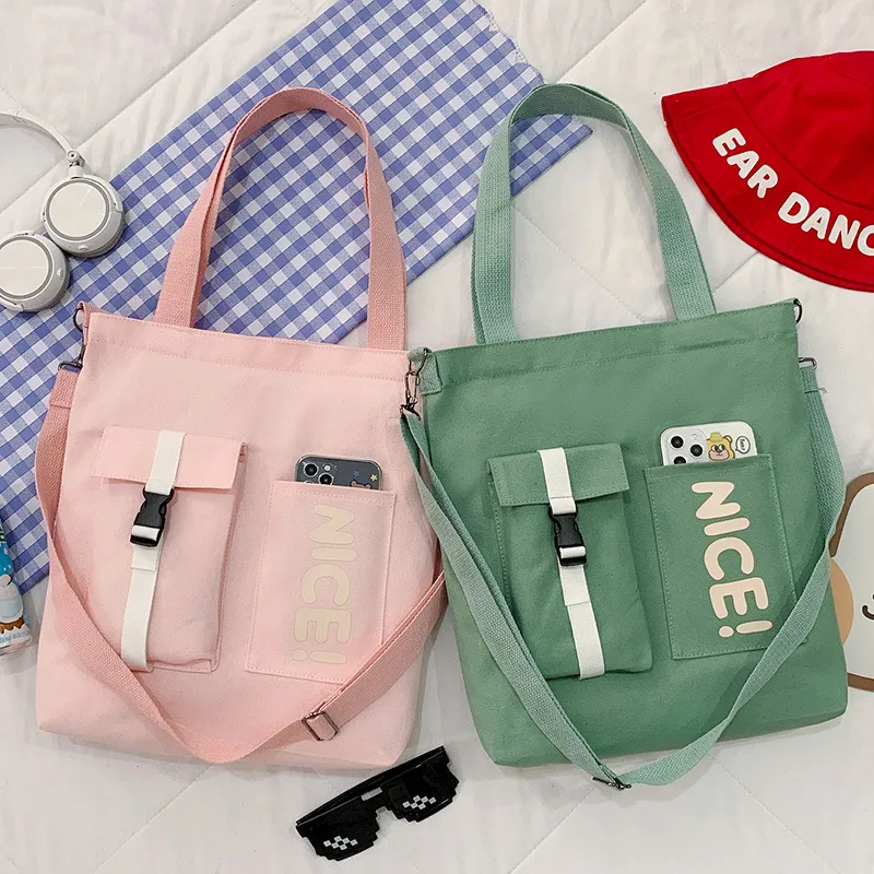 DHL50pcs Messenger Bags Women Canvas Letter Prints Pouch Zipper Crossbody Bag Mix Color