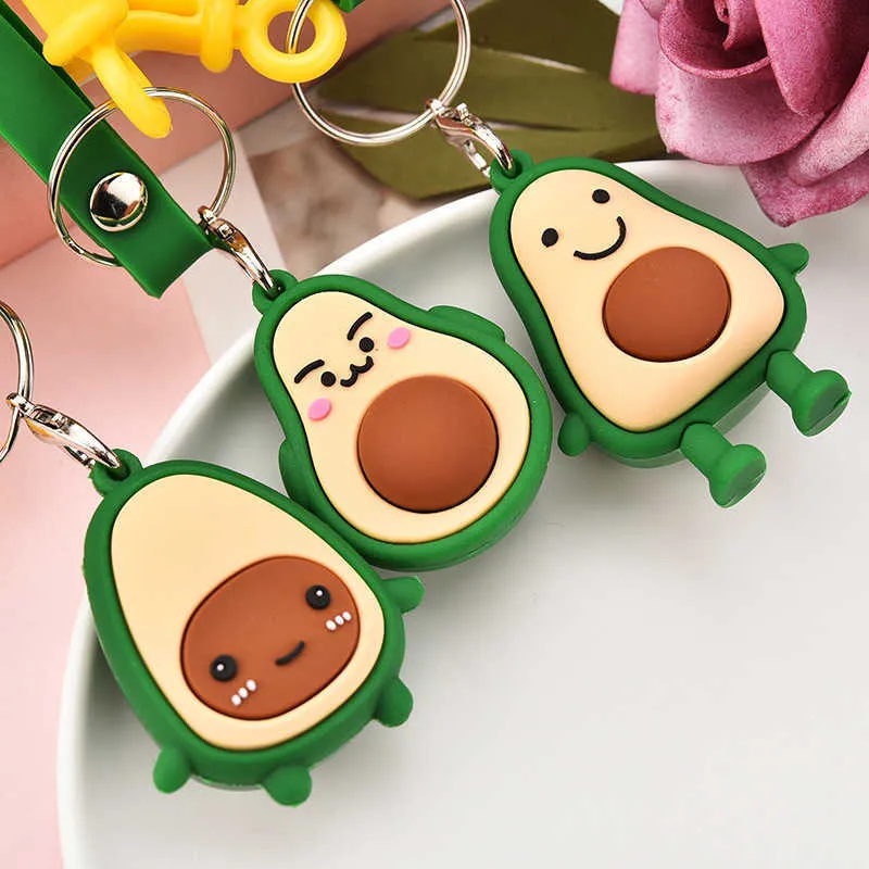 Cartoon 3D Frutta Avocado Portachiavi Ciondolo PVC Portachiavi Portachiavi Borsa Portamonete Giocattolo in PVC Ciondolo Gioielli di moda Regalo del partito G1019