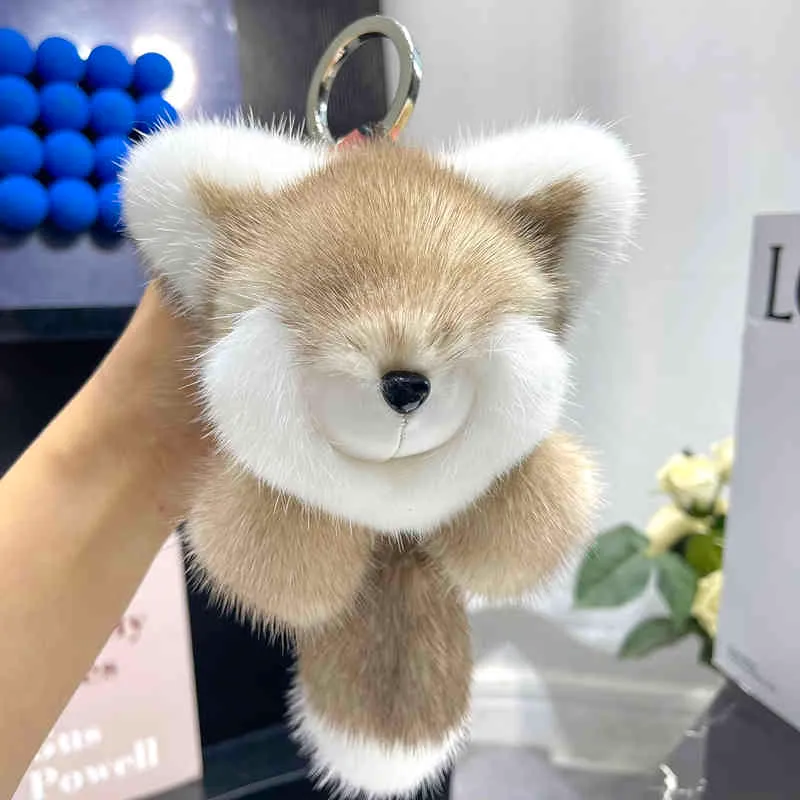 Luxury Real Mink Мех маленький кулон брелок Fox со стальными когтями игрушки сумка автомобиль ключ орнамент украшен брелок рождественские подарки