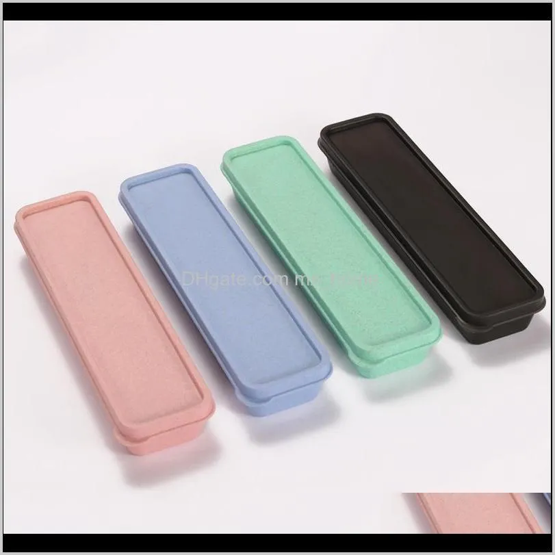 1pcs antibacterial cute stationery boxes portable reusable school bento cutlery tableware storage box travel camping supplies bottles &