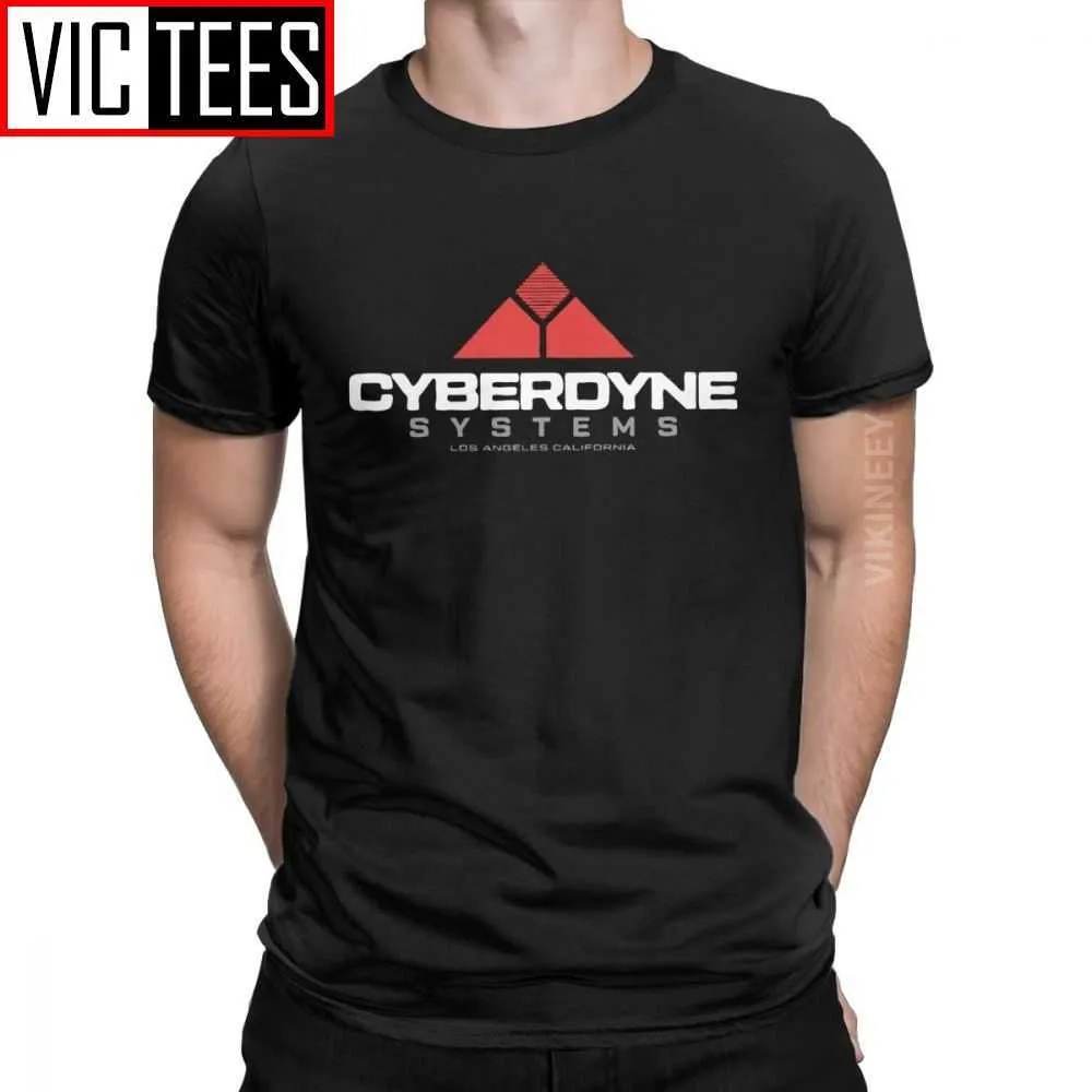 Terminator Cyberdyne Systems T-shirt Män Bomull Rolig T-shirt Arnold Schwarzenegger Holidays Oversized 210629