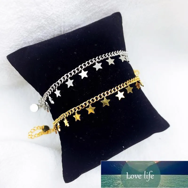 Beaded, Strands Lady Girls Bangle Enkel Guld Fylld Chic Hjärta Trendiga Stjärnor Fint Kedjan Armband Manschett Smycken Party Present Partihandel1