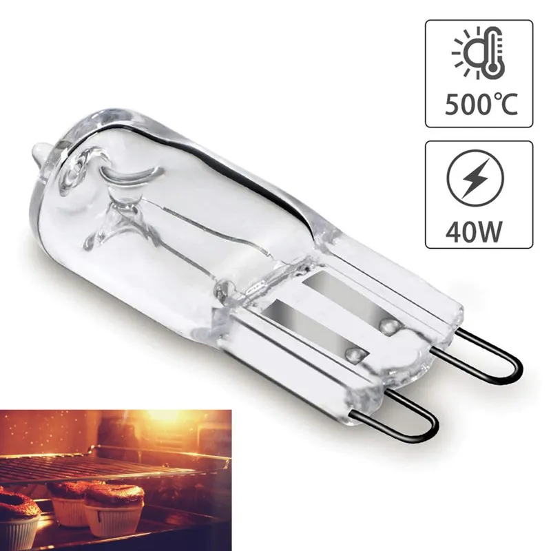 2pcs G9 Oven Light Bulbs 40W High Temperature Steamer Lights 110V 220V for Kitchen 500 C Clear