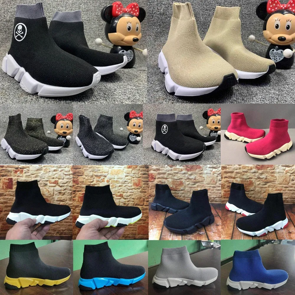 Barnskor baby sockar stövlar sko hastighet sneaker boot designer hög svart tränare flickor barn ungdom småbarn spädbarn barn flicka småbarn desogmer shz31