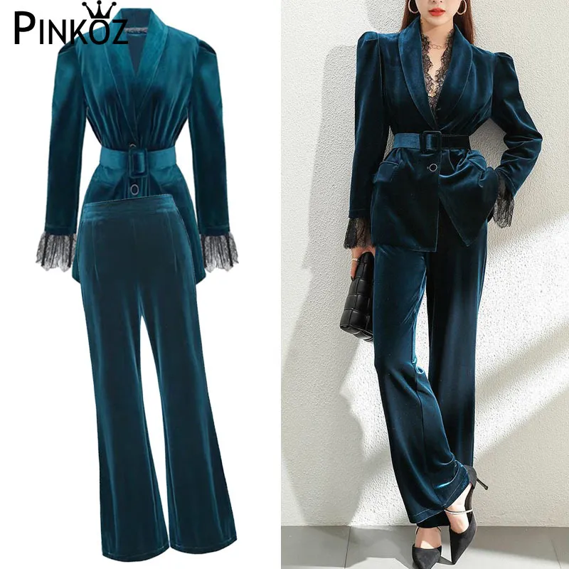 Trajes De Dos Piezas Para Mujer: Elegante Pasto De Terciopelo