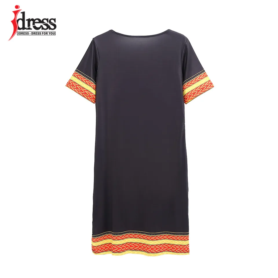 IDress S-XXXL Plus Size Sexy Casual Summer Dress Women Short Sleeve Party Dresses Black Vintage Traditional Printed Dresses (18)