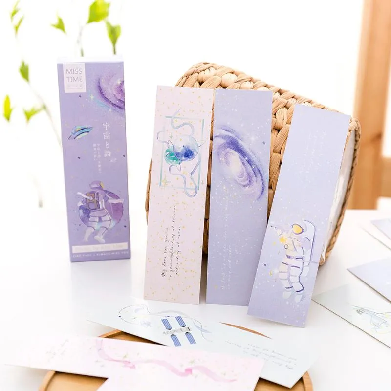 Bookmark 30pcs Galaxy Aesthetic Bookmarks For Books Cartoon Color Universe Memo Greeting Card Stationery Kids Gift School Supplies H6420