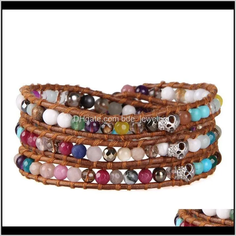 kelitch leather skull colorful beads wrap bracelets for women chains trendy jewelry pulsera decorations girls