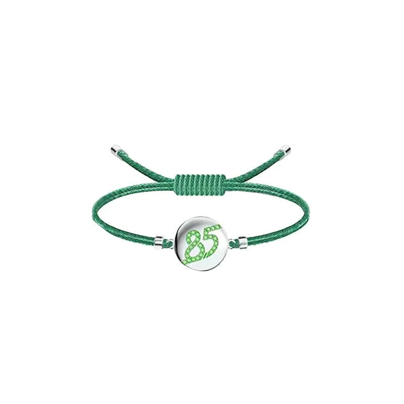 YiBo Same Style Lucky Number 85 Bracelet Round Brand Green Brooch Temperament Lively Youth Vitality Chains2648