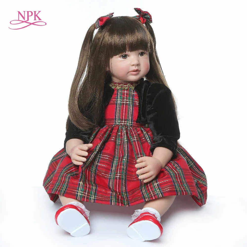 60cm Mycket stor Reborn Toddler Prinsessan Handgjord Silikon Vinyl Förtjusande LifeLike Baby Bonecas Girl Kid Bebe Doll Reborn Menina Q0910