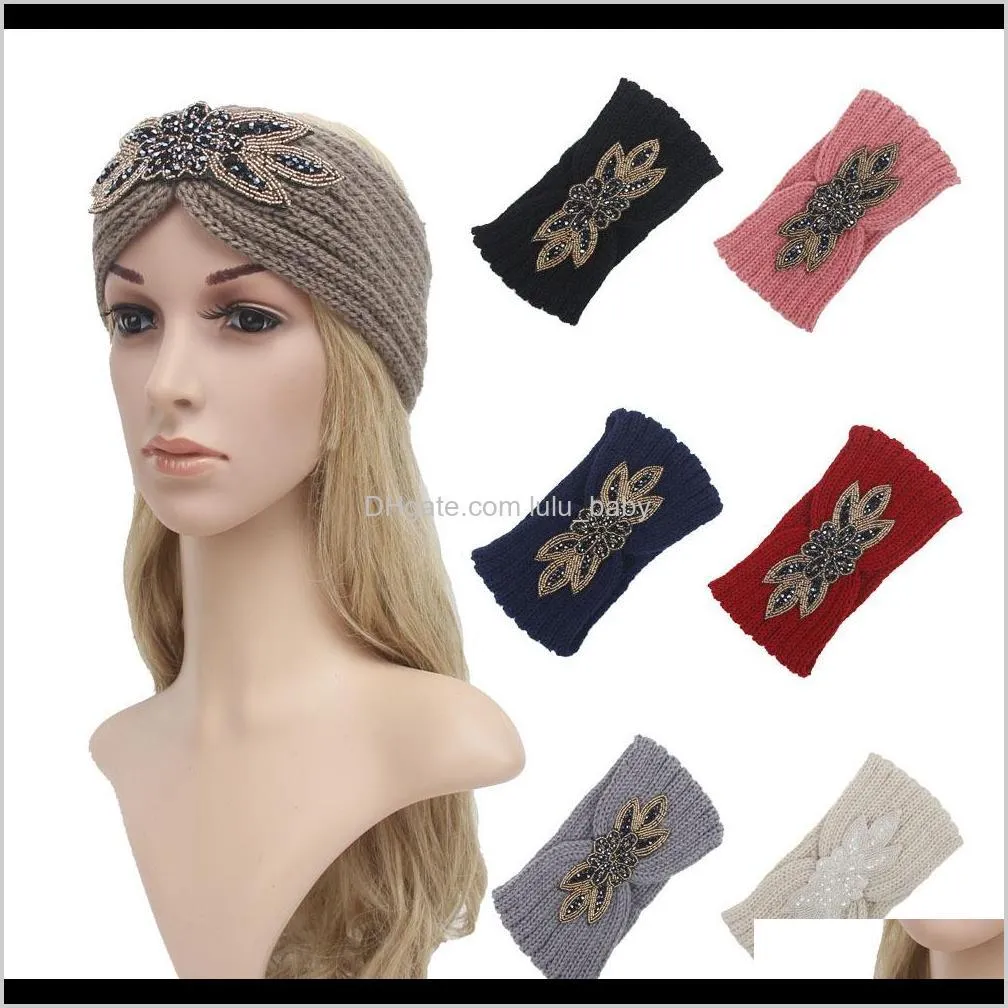  diamond knitted crochet headbands women winter sports hairband turban head band ear muffs cap headbands for party