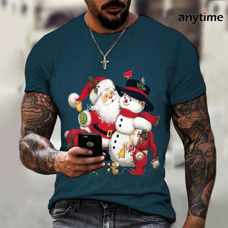 Men's T-Shirts 2021 Merry Christmas Festive Graphic T Shirt For Men Funny Fashion Santa Claus Design T-Shirt Party Loose Clothes