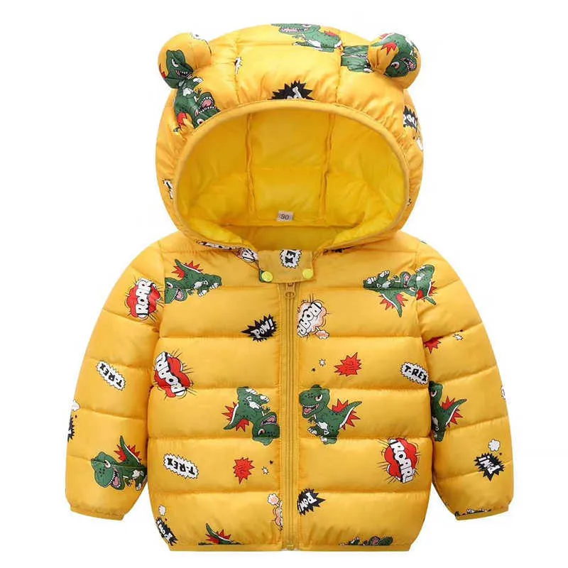 Winter Kids Jackets 2021 Spring Stylish Dinosaur Warm Jackets For Baby Boys Coat Girls Outerwear Jacket Toddler Children Clothes H0909