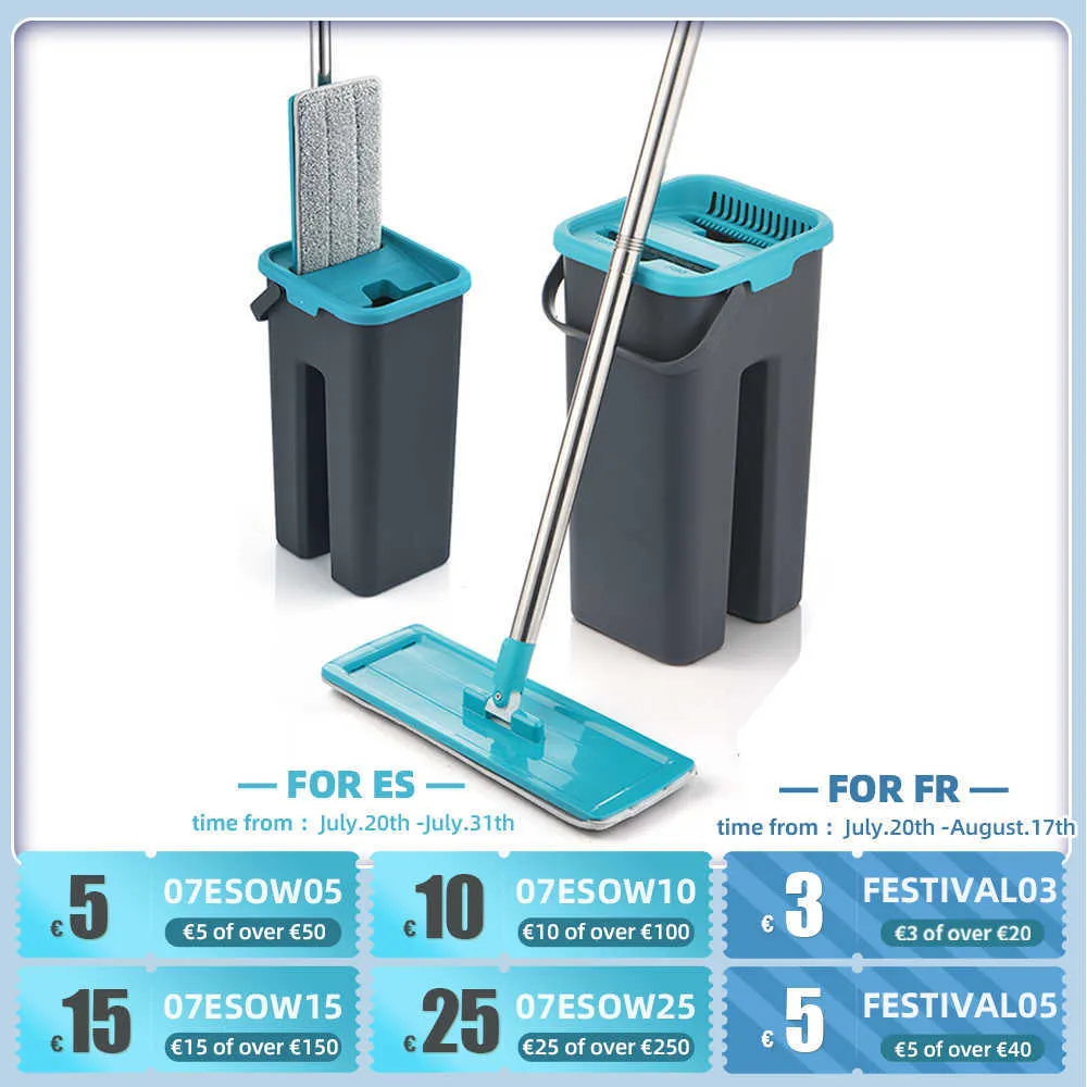 Flat Mop Bucket System Separates Dirty And Clean Water With Washable