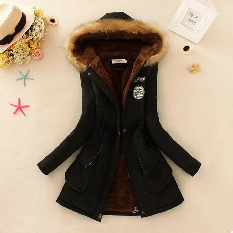 Winter Jacket Women Winter Womens Parka Casual Outwear Military Hooded Coat Fur Coats Manteau Femme Woman Clothes CC001