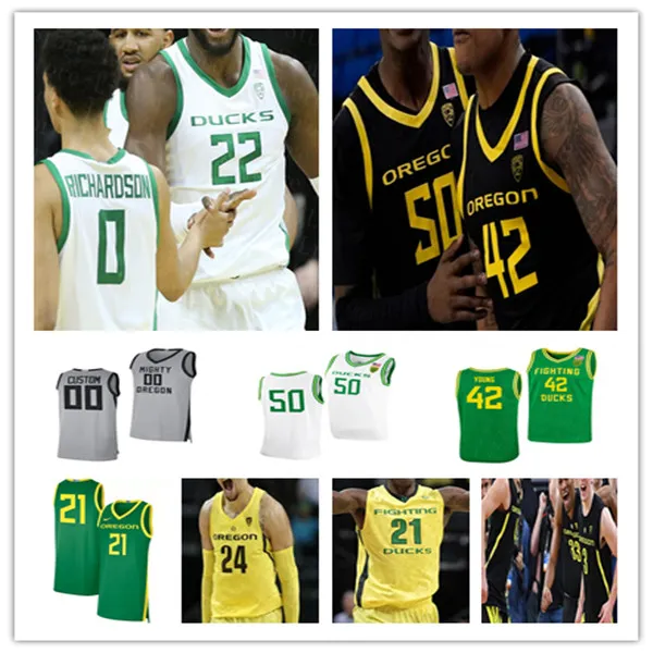 Custom Oregon Ducks College Basket Jersey kommer Richardson Jacob Young de'vion Harmon Eugene Omoruyi Chris Duarte Quincy Guerrier N'Faly Dante Eric Williams Jr.