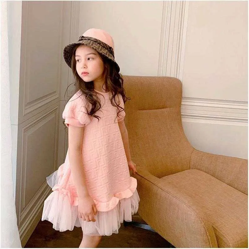 Luxury Pink Infant Princess Dress For Girls Designer Brand Fashion Skirt With Net Yarn Short Sleeved For Kids Q0716 From Sihuai04 14.81 DHgate.Com
