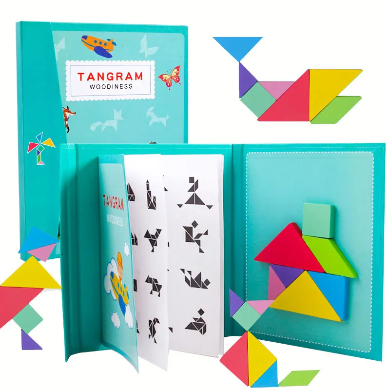 أطفال المغناطيسي 3d لغز بانوراما tangram التفكير التدريب لعبة طفل مونتيسوري تعلم ألعاب خشبية تعليمية للأطفال