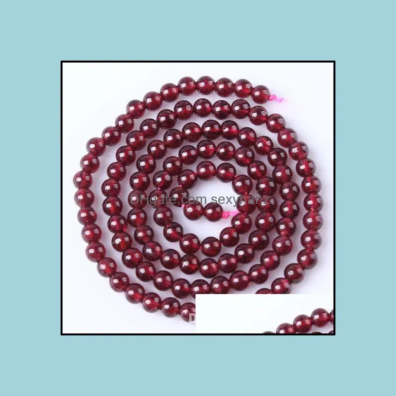 Necklace Bracelets Garnet Loose Beads DIY Jewelry 3 Size 4mm 6mm 8mm Natural Round Women Reiki Chakra Amulet Jewelry Accessories maya