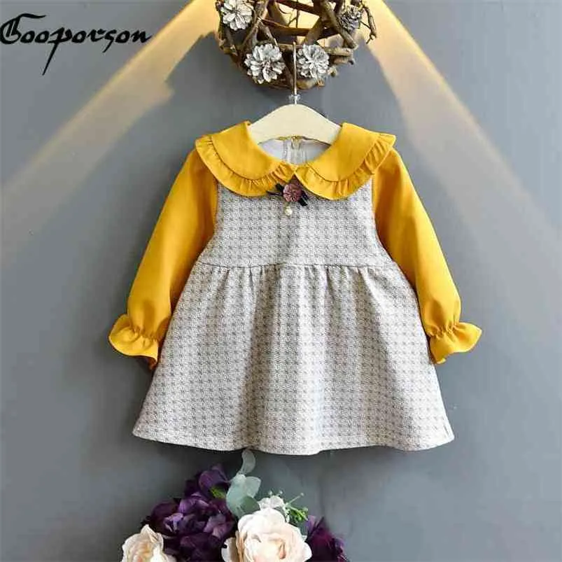 Gooporson outono crianças roupas flor manga longa princesa vestido outono meninas traje vestidos roupas de aniversário bonito 210715