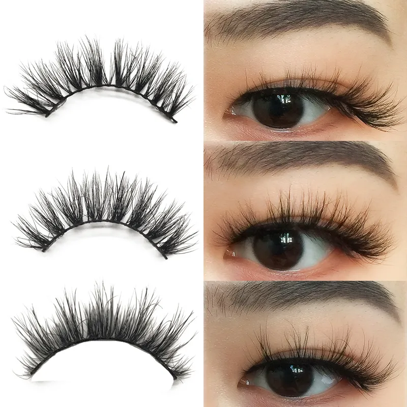 3D Vison Cils Maquillage Des Yeux Visons Faux Cils Doux Naturel Épais Faux Bande Cils Extension De Cils Fluffy Lashess 10mm 15mm Vendeur En Gros