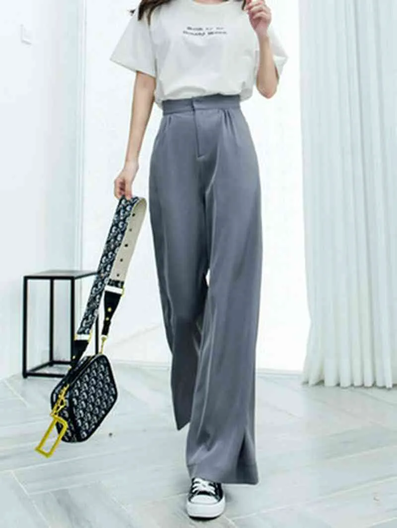 Fall Pants Women Korean Style Casual High Waist Korean Fashion Office Ladies  Elegant Black Straight Suit Trousers | Fruugo KR