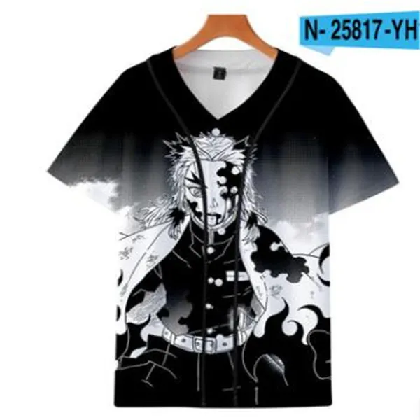 Mäns Baseball Jersey 3D-T-shirt Tryckknappskjorta Unisex Summer Casual Undershirts Hip Hop Tshirt Teens 037