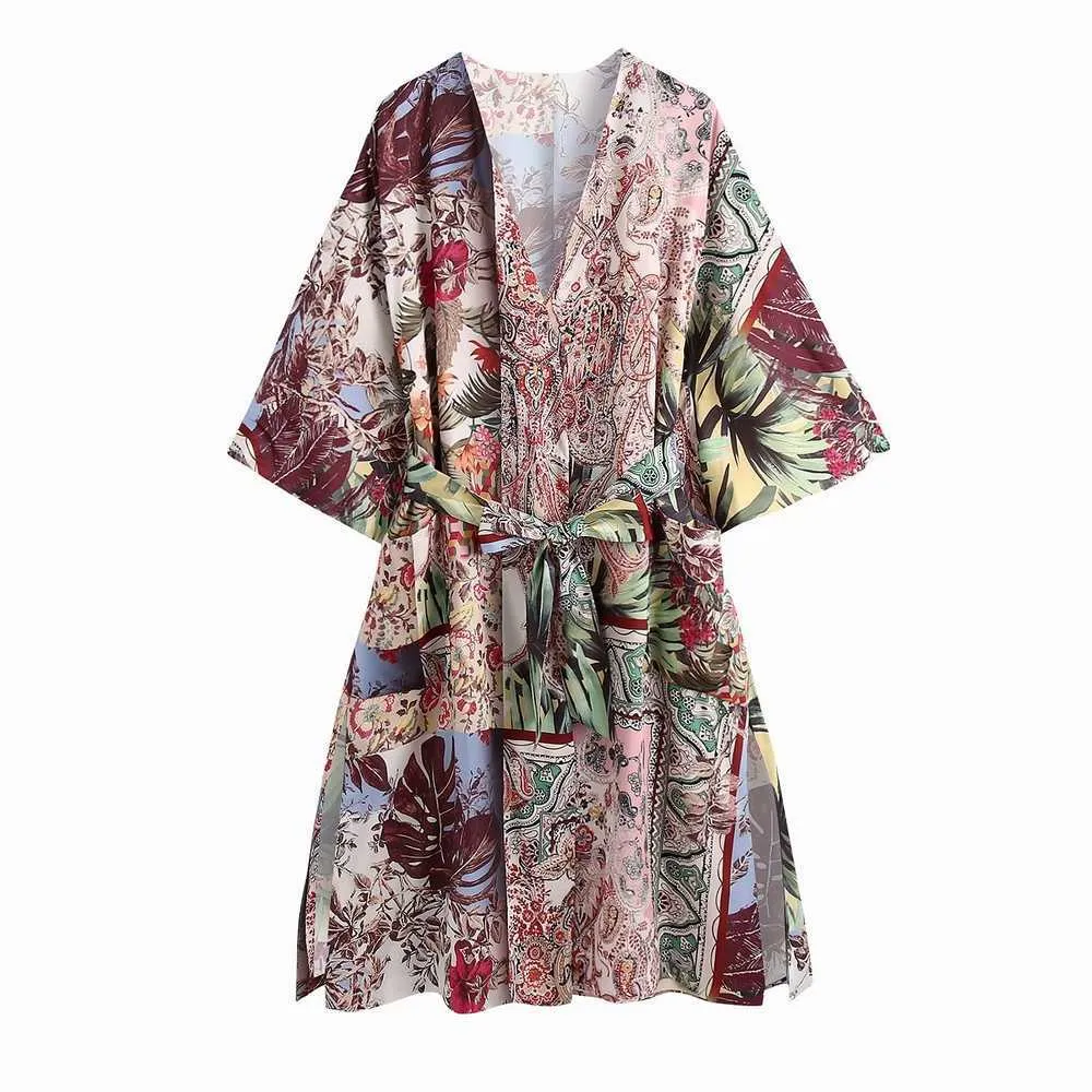 Femmes Floral Trench Summer Fashion Full Sleeve Modern Lady Cardigan Kimono Vêtements 210602