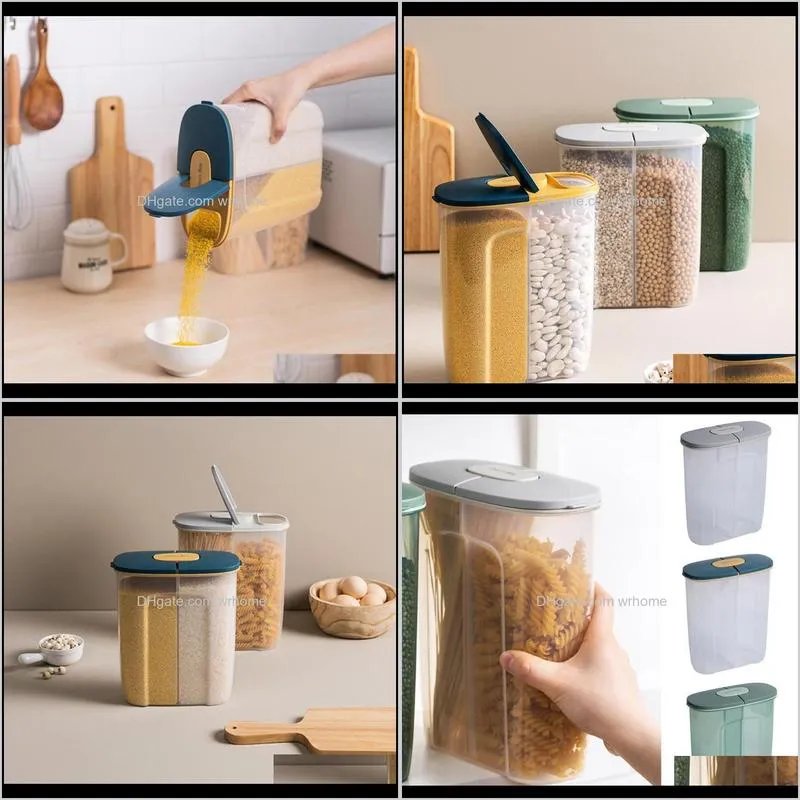 storage box double-layer kitchen grain and tank double-layer, dry goods, plastic moisture-proof sealed bottles & jars