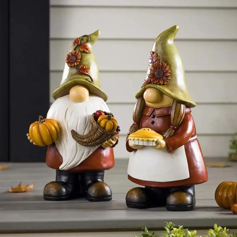 Dekoracje Ogrodowe Żywicy Krasnolud Ozdoby Dyni Gnome Dziękczynienie Rzeźba Dziękczynienia Courtyard Home Decoration Crafts Twardzkie figurki